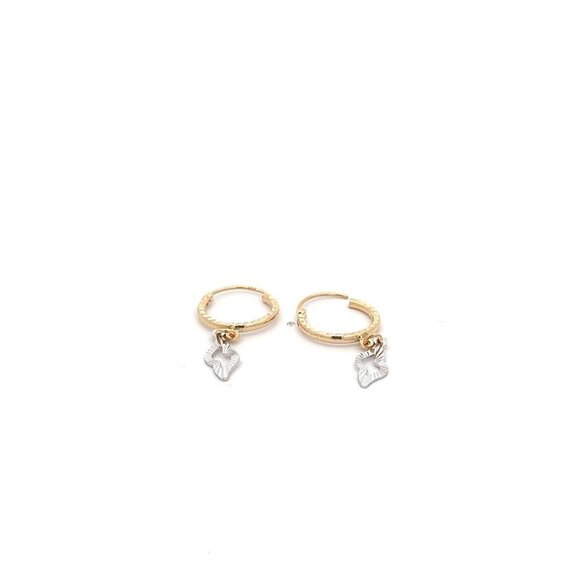 18K Gold Earrings Hoops Two Tone - Picture 3 of 9